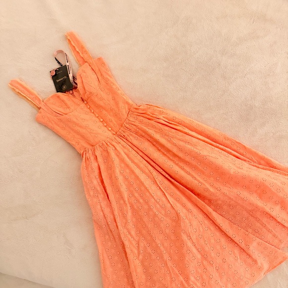 NWT HOCB Adalyn Peach Broderie Anglais Midi Sundress (Small) - Picture 6 of 9